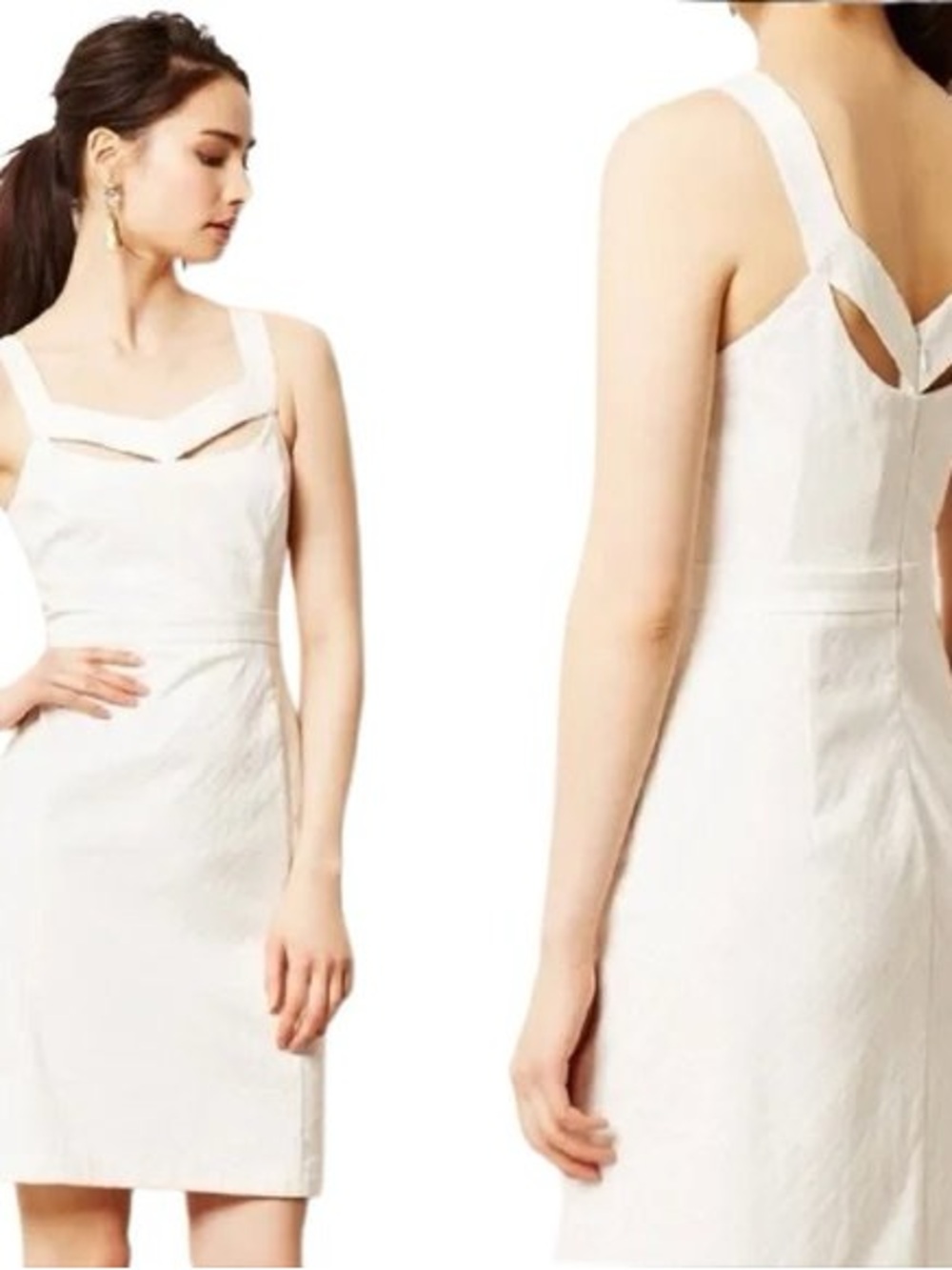 Maeve White Square-Neck Mini Dress